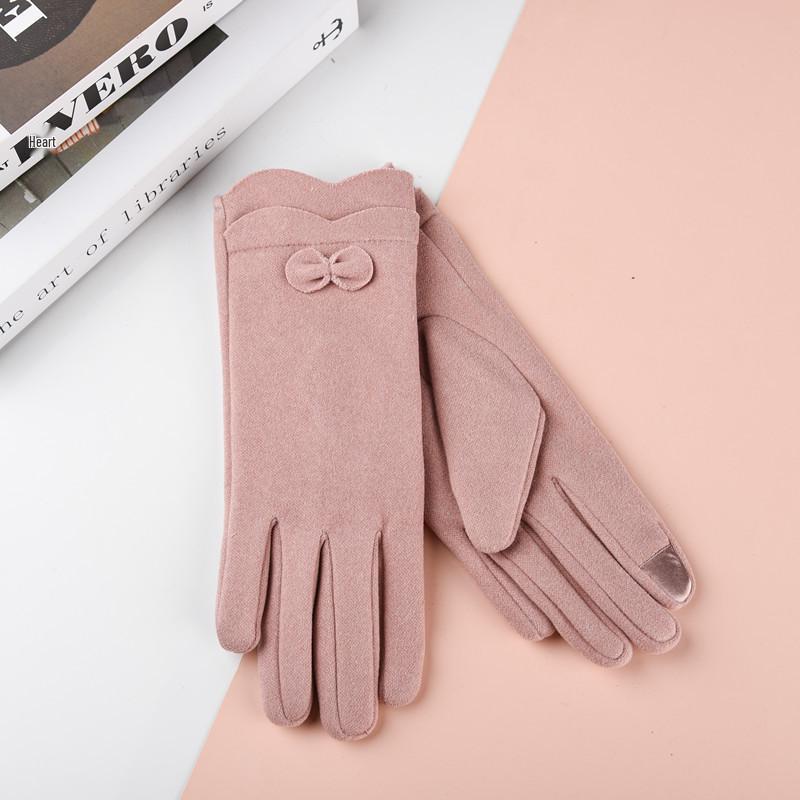 Новые женские перчатки с сенсорным экраном из кроличьего меха: Велоспорт и вождение в корейском стиле, милая флисовая подкладка для холодной погоды