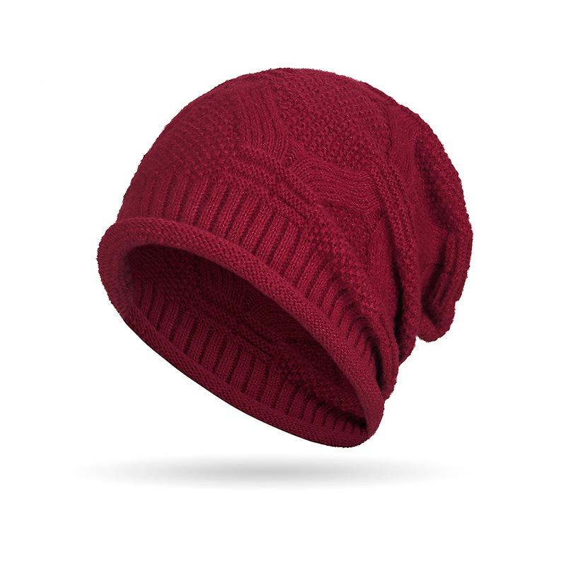 Осенне-зимняя теплая вязаная шапка для мужчин и женщин с узором из конопли, эластичная завитая шерстяная шапка