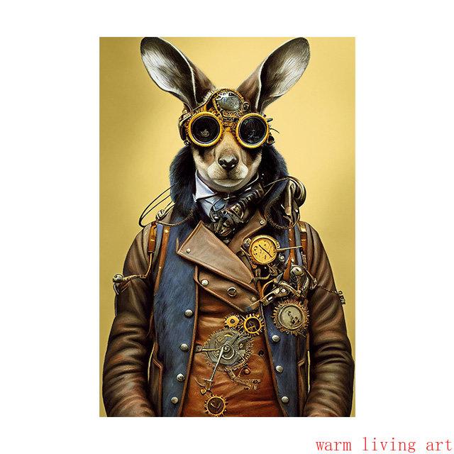Retro Steampunk Cat Wolf Astronaut Rabbit Poster Art Canvas Painting Funny Animal Tiger Gorilla Poster Living Room Home Decor