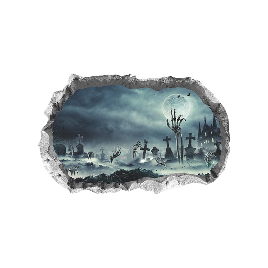 Halloween Atmosphere Window Glass Decoration Wall Sticker, Breaking Through The Wall Spooky Atmosphere, Suitable For Holiday Decoration