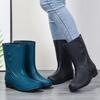Outdoor Fashion Mid Tube Low Heel Women's Rain Boots Summer Waterproof Car Wash Non-slip Kitchen Work Rain Boots Size 36-40