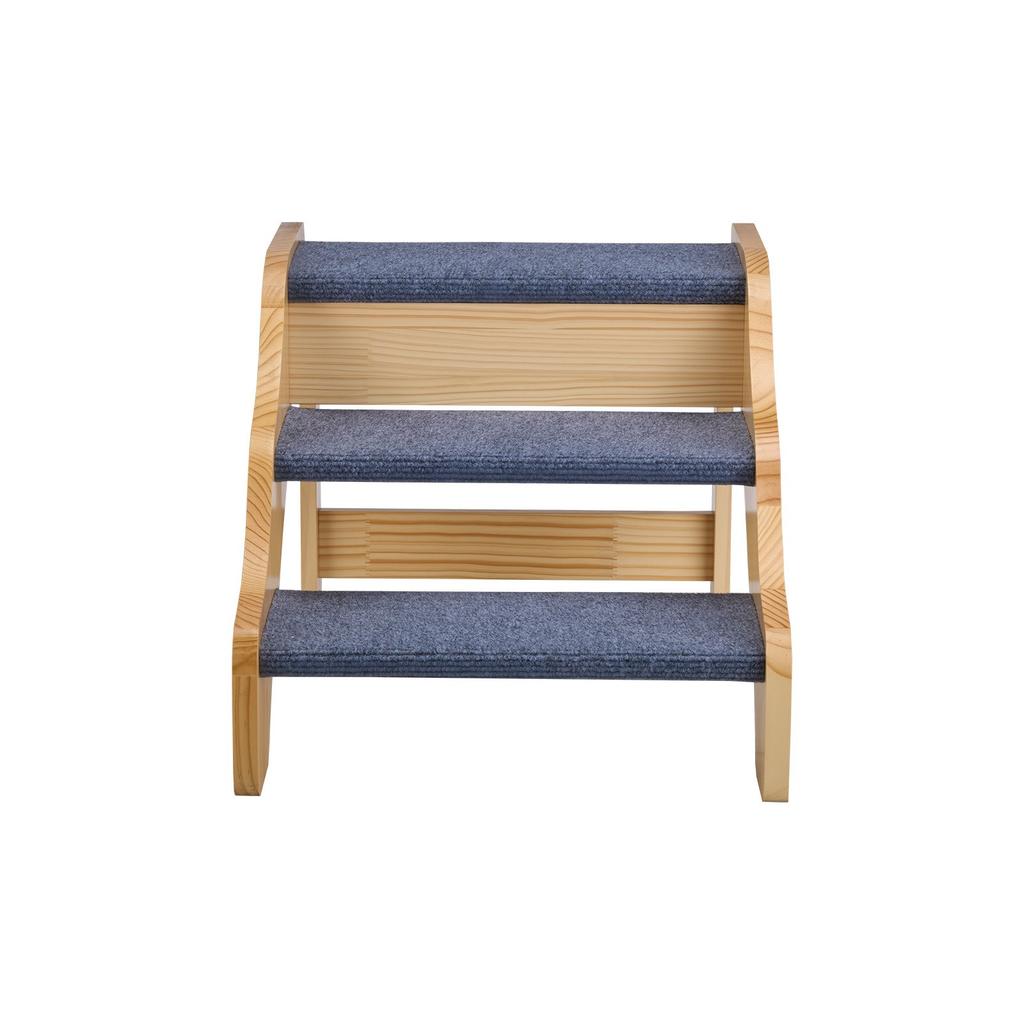 VEVOR Wood Pet Stairs, 3-Step Dog Stairs for High Beds, Sofa & Cars, 68 kg Load Capacity, Non-Slip Surface