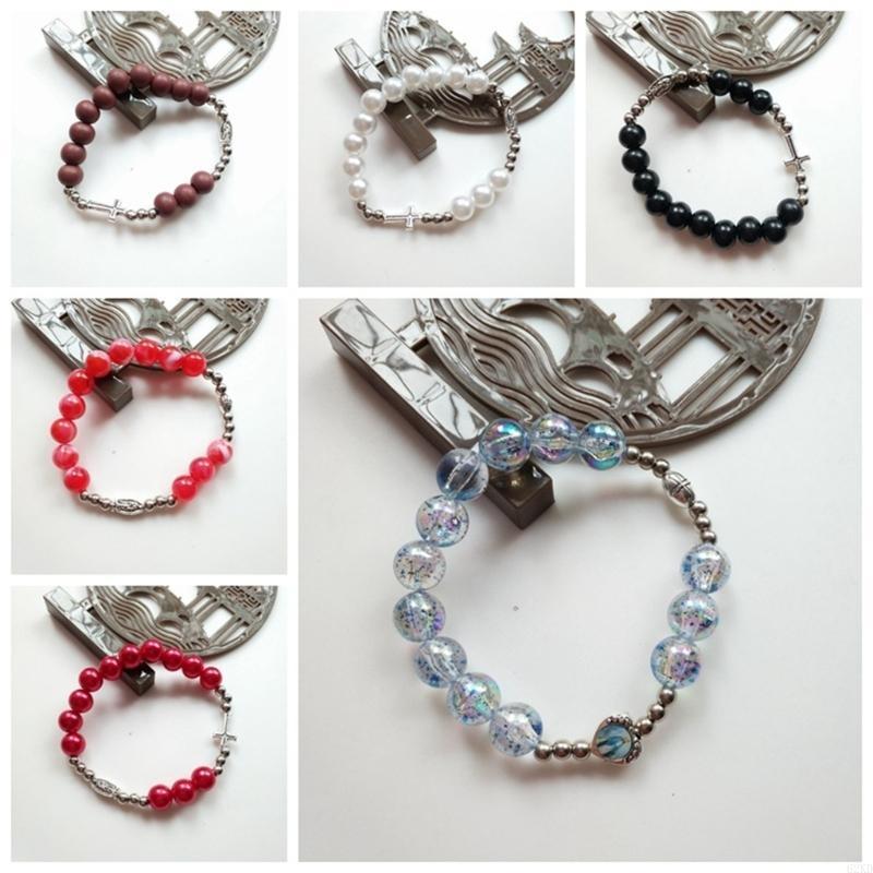 62KD Католическая цепочка на палец Винтажный розарий Розарии для крещения Браслет для крещения