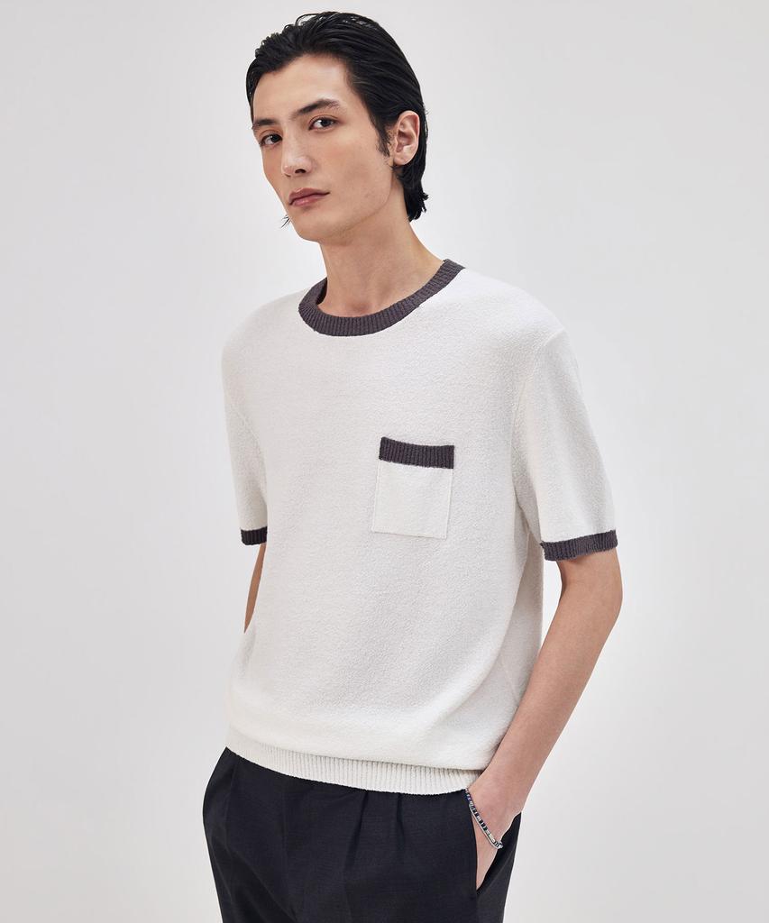 THEKNITCOMPANY Campis Cotton Ringer Crewneck - Lucent White