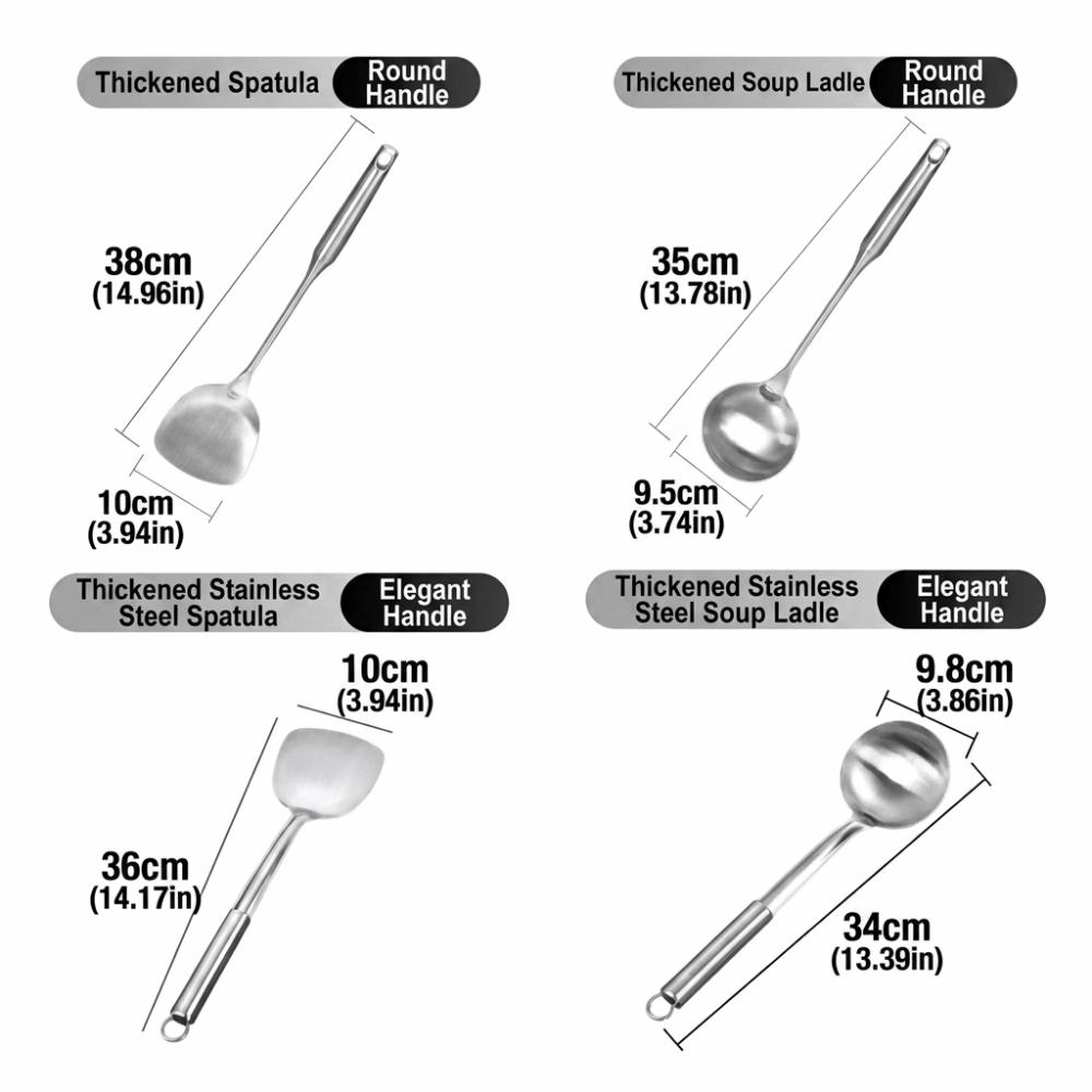 Thickened Kitchen Shovel Spoon Rustproof Wok Spatula Spoon Stainless Steel Soup Ladle Kitchen