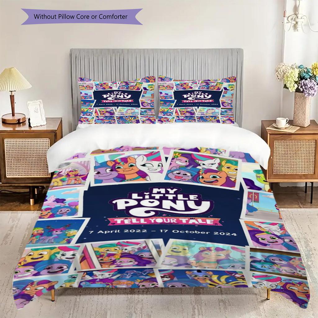 Little Pony Friendship Magic Threepiece Set 1 Duvet Cover 2 Pillowcase Without Core Soft And Comfortable Bedding Set Christmas Birthday Gift