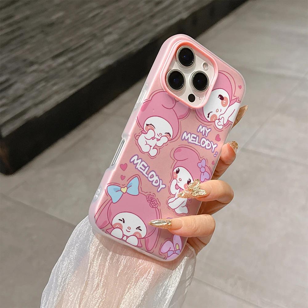 2 IN 1 Melody Kuromi Casing For Iphone 17 Pro Max 17 Air 16 15 14 13 12 11 Pro Max 16e 16 Plus 17Pro Hello Kitty Phone Case