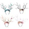 Flower Crown Hair Wreath Deer Antlers Headbands Reindeer Headdress Floral Headwears Holiday Wedding Photo Props