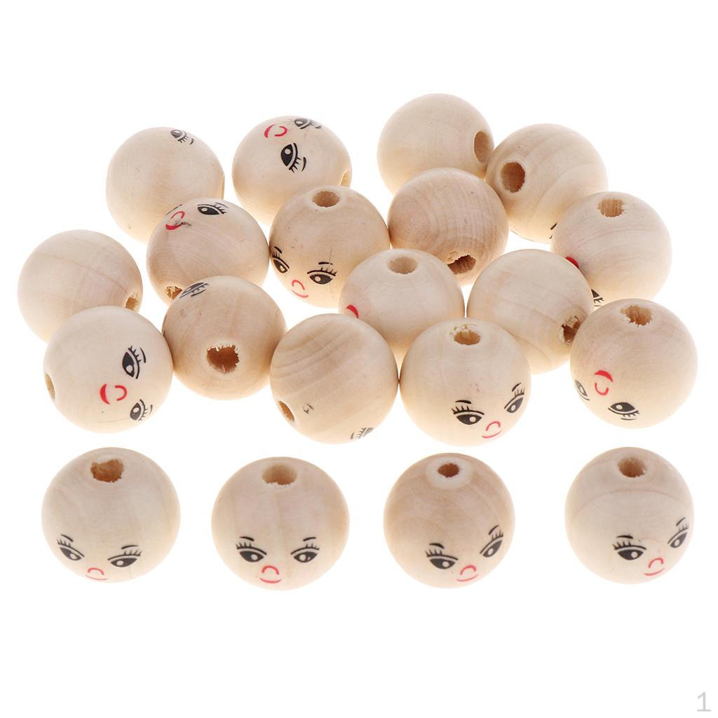 20 Pieces Round Wooden Beads Natural Crafts Jewelry Wood Diy - 22