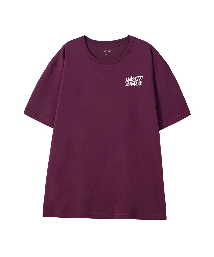 MAKEITTO [Graffiti3 Logo]Crew Neck Tee_Wine