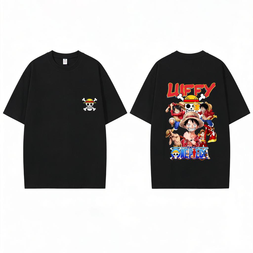 New Arrival One Piece Luffy Print Loosefit Shortsleeve Cotton Tshirt Summer Trendy Pure Cotton Casual Stylish