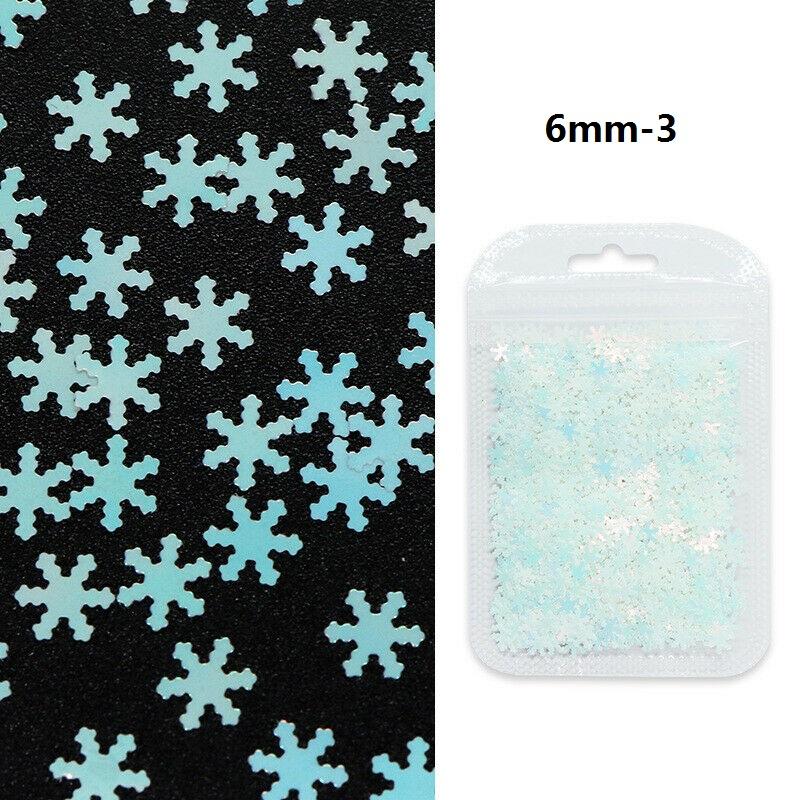 1 упаковка, зимние снежинки для дизайна ногтей, хлопья с блестками, аксессуары для ногтей, украшение для маникюра 9 мм 6 мм