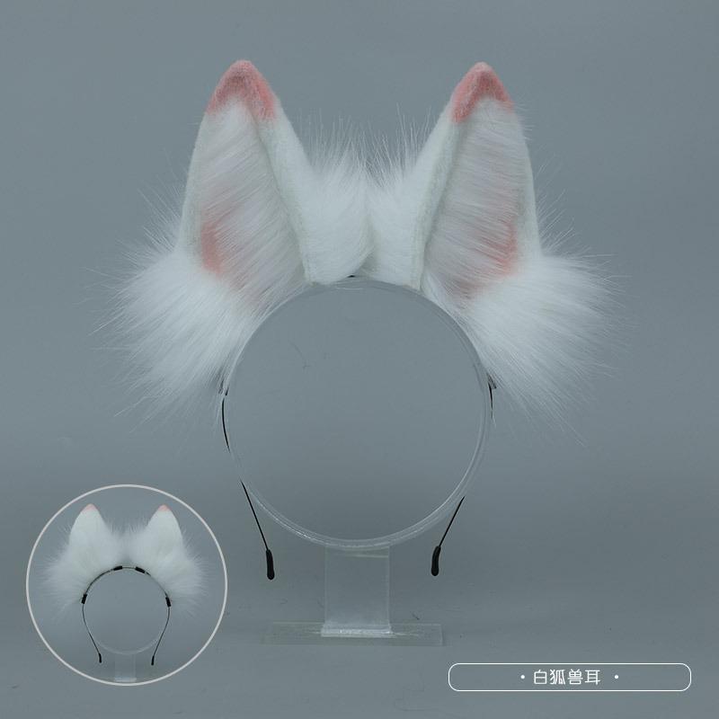 Ручной работы оригинальный косплей дизайн плюшевые аксессуары животные ушки аксессуары для волос ушки белой лисы лисьи ушки головной убор