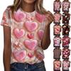 Женская модная повседневная футболка с коротким рукавом и круглым вырезом с принтом ко Дню святого Валентина