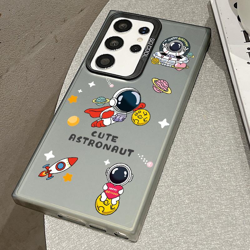 Рождественский лазерный чехол для телефона с астронавтом для iPhone 15 14 Pro Max 13 12 11 Samsung S23 S22 Ultra A54 A53 Противоударный задний чехол с рисунком оленя и Санта-Клауса