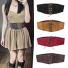 Solid Color Suede Wide Belt PU Leather Waist Corset Punk Elastic Cummerbunds  Ladies