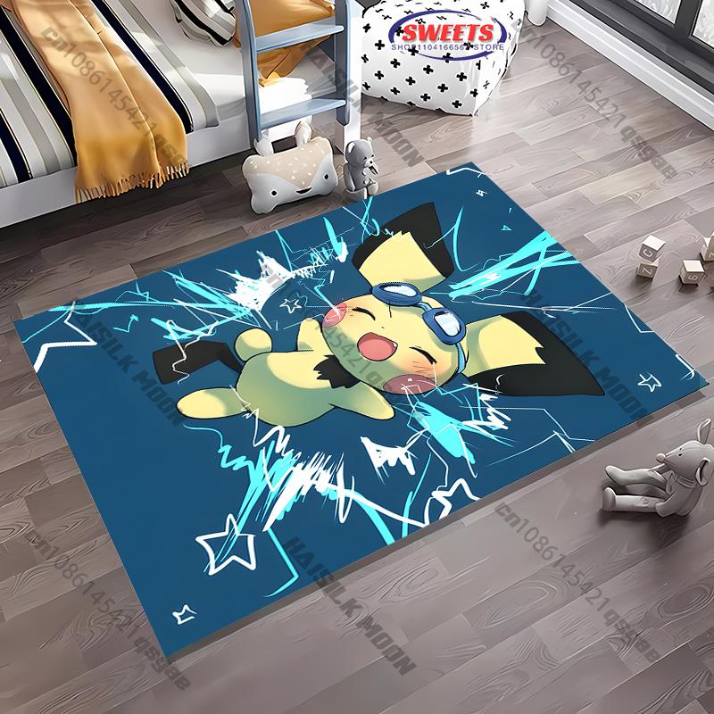 Best Seller!Cute Pokémon Carpet with Pikachu Pattern,Bedroom LivingRoom Sofa Study Rug Non-slip Decor All Seasons Mat Kids Gift