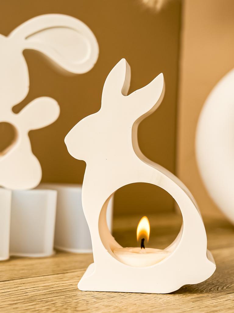 Пасхальный подсвечник в виде животного, силиконовая форма, милый кролик, форма для мыла ручной работы, гипсовый держатель для чайной лампы, украшения, домашний декор, поделки