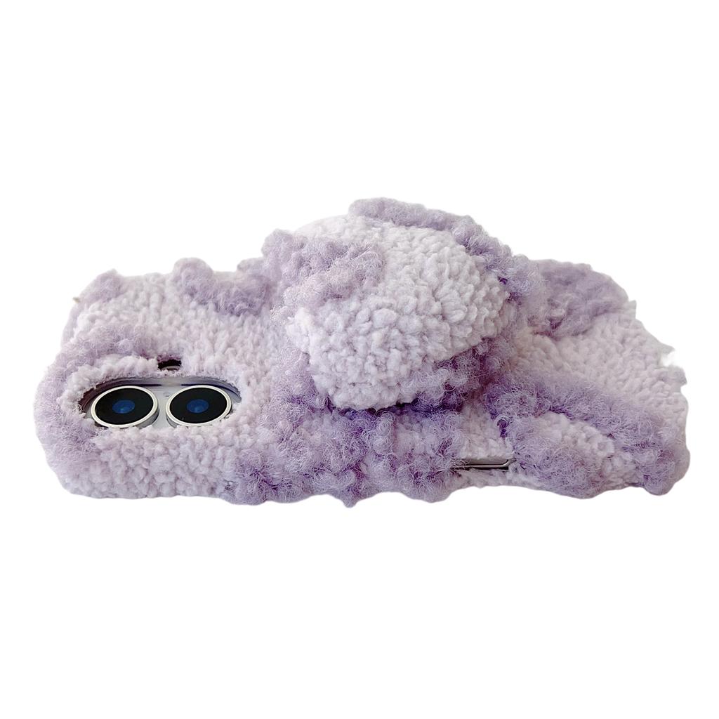 For iPhone 17 Case 3D Heart Plush TPU Winter Warm Soft TPU Phone Cover