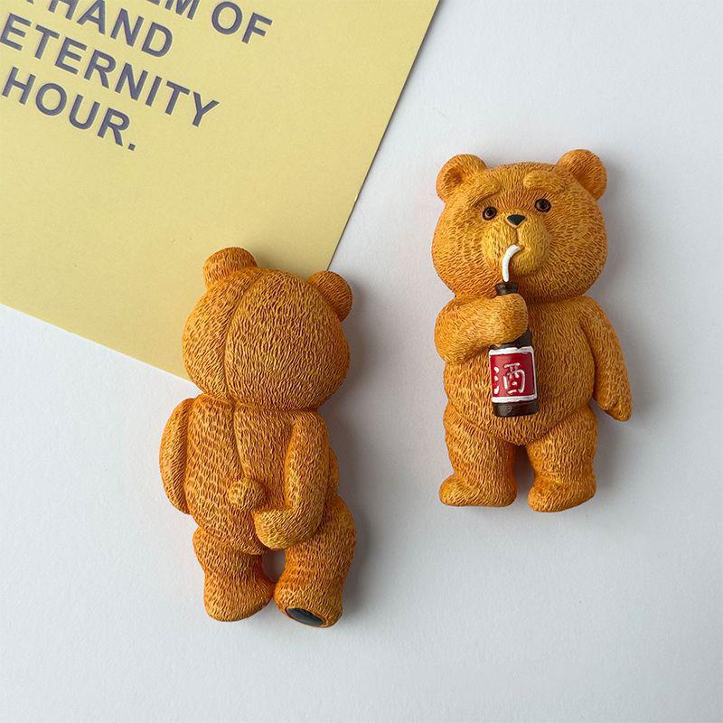 2 шт. Американский мультфильм Милый Медведь Смола Трехмерные Наклейки на Холодильник Кавайи Креативные Магнитные Наклейки Декор Кухни