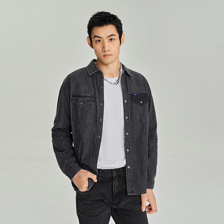 Lee Однотонная джинсовая рубашка-поло мужская tops LMT006304100342A03941