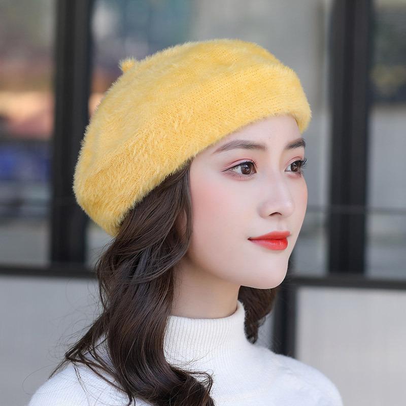 Imitation Mink Women Autumn and Winter Beret British Fashion Trendy New Painter Hat Spring and Autumn Bud Hat