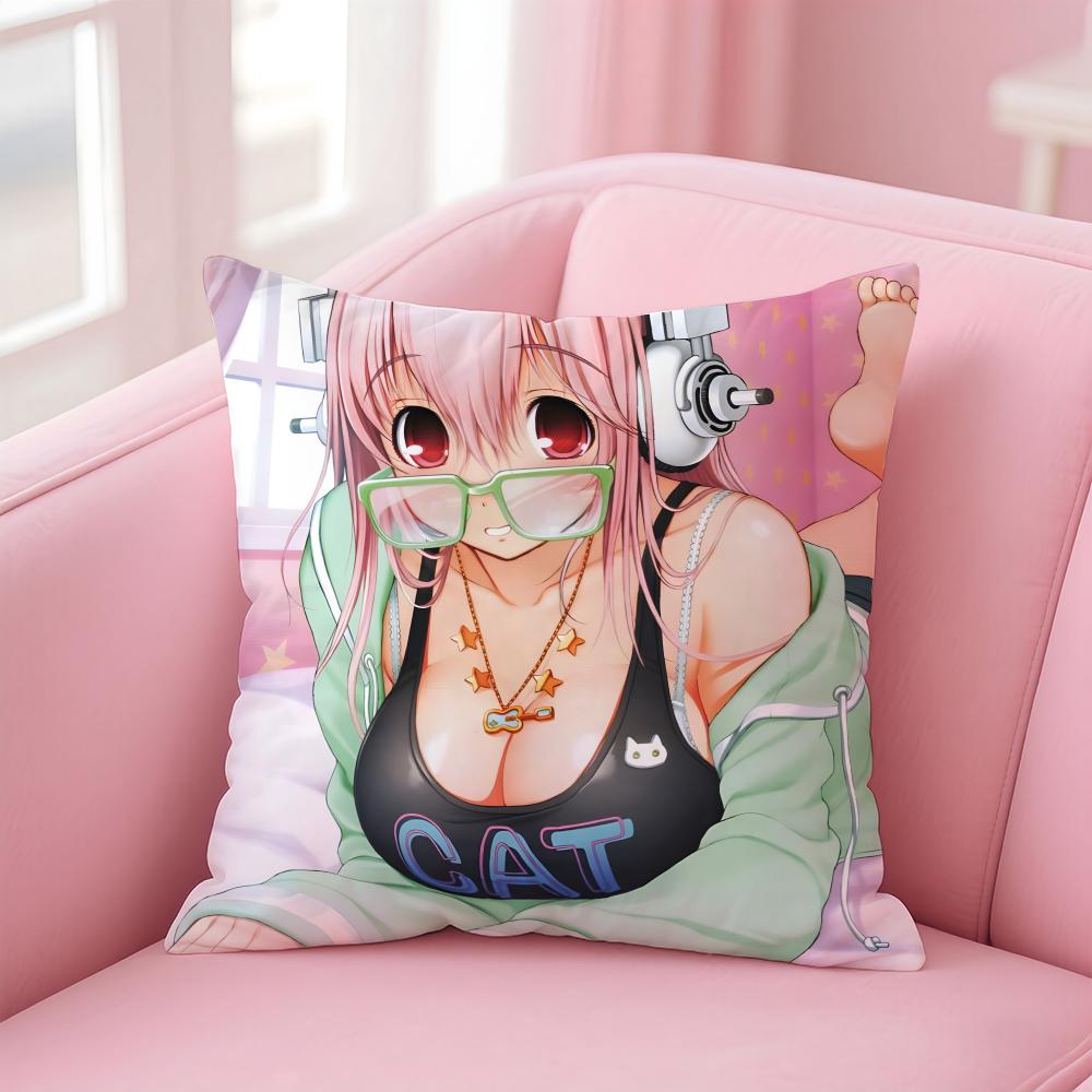 SSuper Sonico Cushion Cover Pillow Case Soft Friendly Fabric Concealed Zipper
