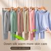Autumn Winter Teens Kids Thermal Underwear Set Thick Double-sided Brushed Fabric Boys Girls Down Silk Warm Underwear Long Johns