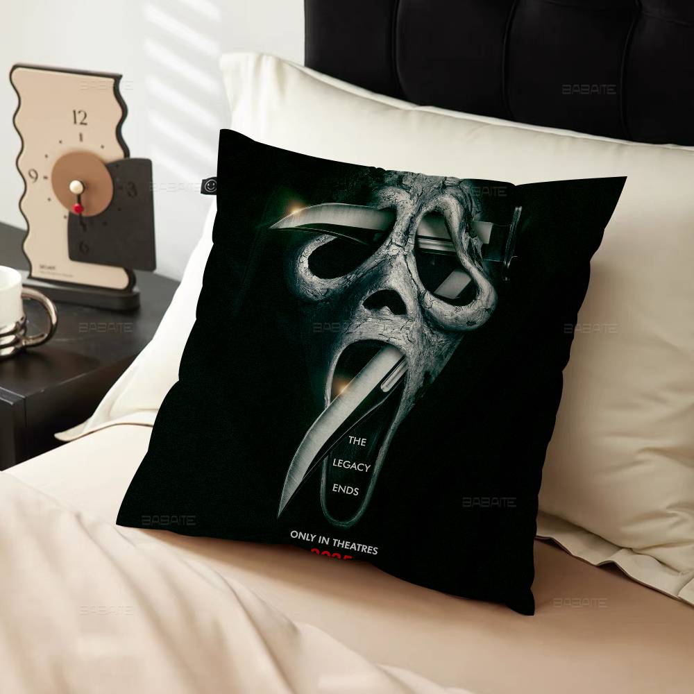 SScream Horror Movie Pillow Covers Cartoon Sofa Decorative Home Doublesided Printing Short Plush Cute Cushion Cover