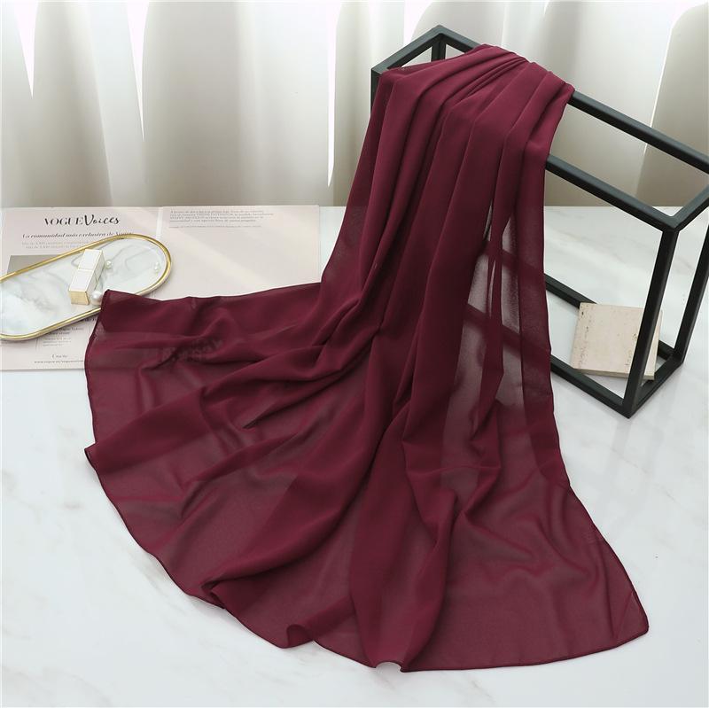Summer Long Silk Scarf For Women Large Shawl Wrap Headband Solid Design Hijab Beach Stoles Female Foulard Echarpe Bandana