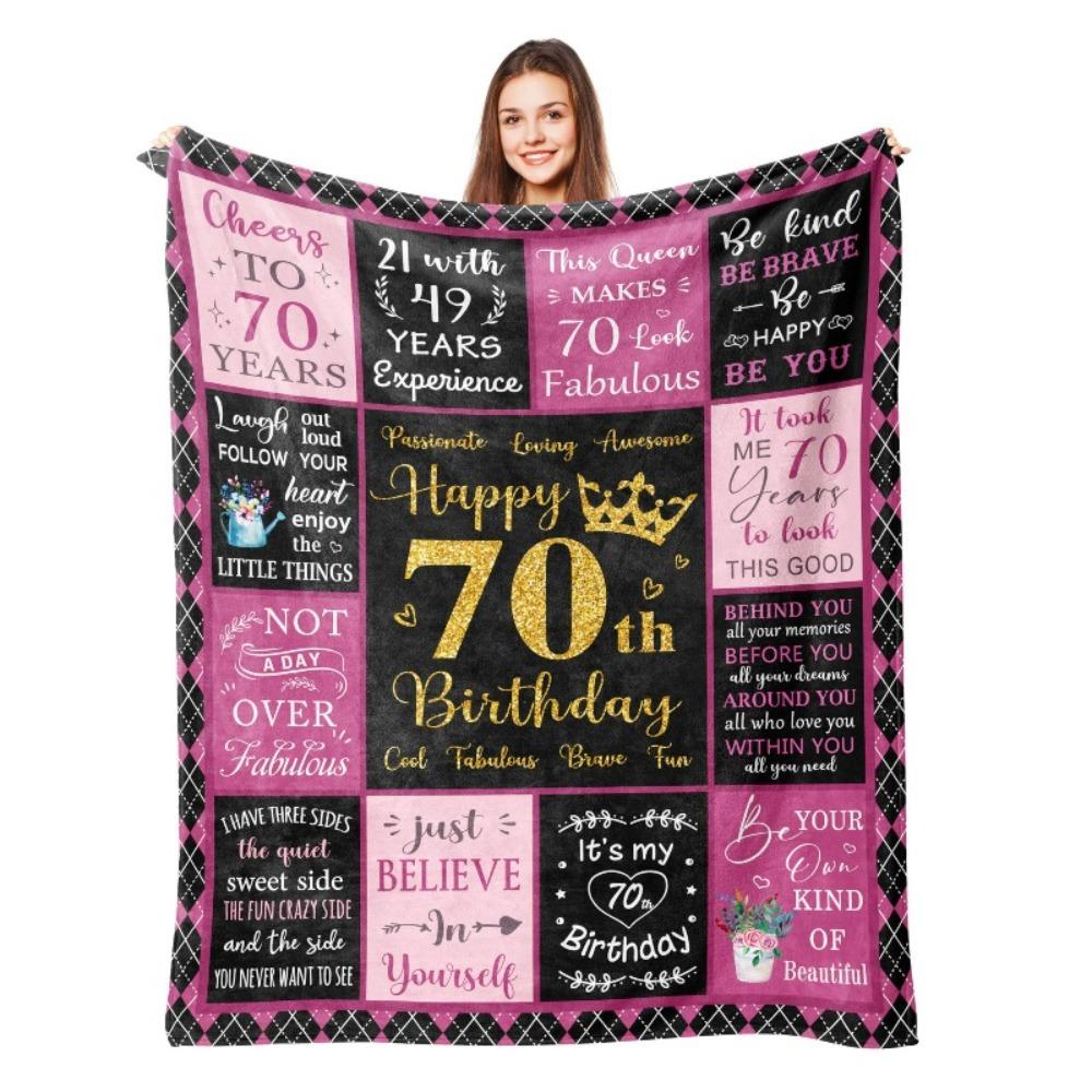 80th Birthday Gift Blanket Print Soft and Comfortable Flannel Blanket for Sofa Bed Living Room
