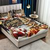 3 шт. 85 г Июль Полиэстер и нейлон Великолепный Рождественский Лунный цвет, Дерево и Санта Цифровой Натяжной Простынный Комплект, Мягкий, Удобный, Кровать
