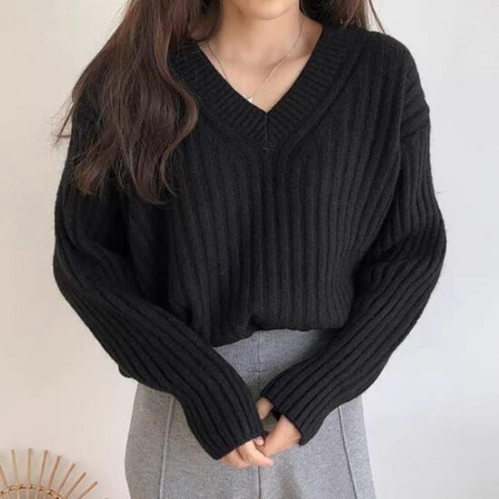 NaVaVa Women Soft Rib V Neck Long sleeVe Knit Sweater Nk3196