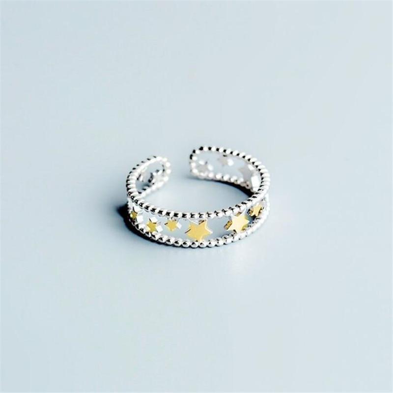 Latest Arrival Stylish Stylish Double Layer Five Pointed Star Sterling Silver Color Jewelry Fine Galaxy Personality Opening Rings R243Fashion