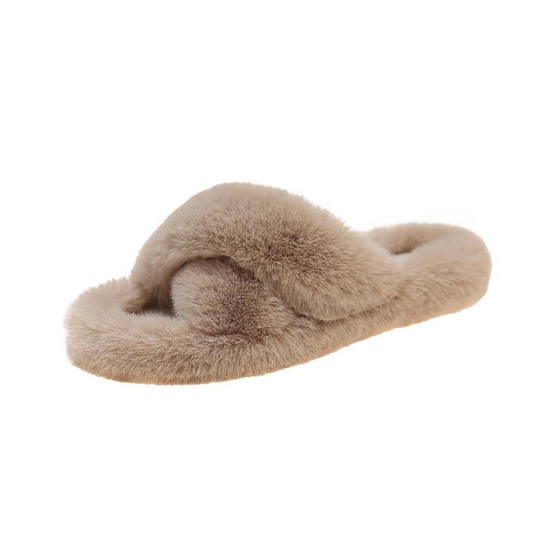 Тапочки Mao Mao женские осенне-зимние большие размеры верхняя одежда на плоской подошве теплые толстые домашние тапочки с перекрестными носками