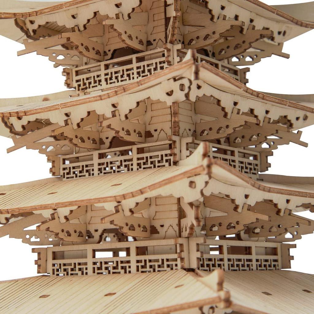 Tsukurundesu® 3D Wooden Puzzle Ornament Series (Five-Story Pagoda) with Japanese Instructions