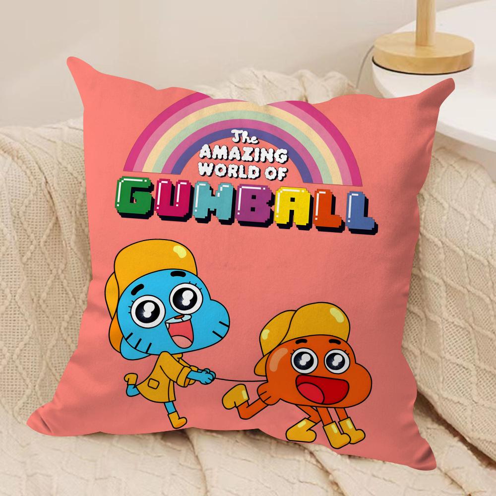 Animation Amazing World Gumball Cushion Cover Soft Plush Fabric DoubleSided Printed Sofa Cushion Cover for All Seasons Decor
