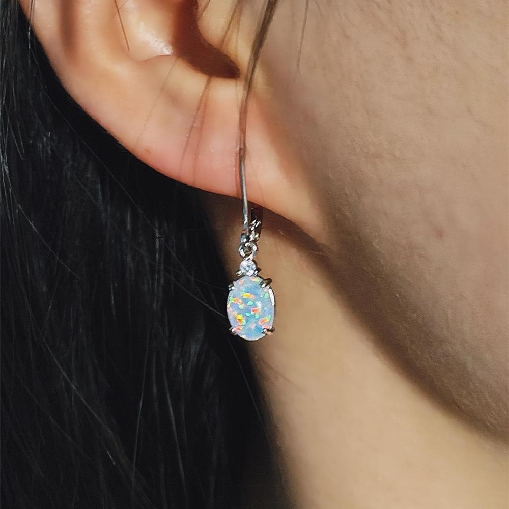 Серьги-подвески из белого огненного опала для женщин из настоящего серебра 925 пробы, свадебные украшения, аксессуар для помолвки
