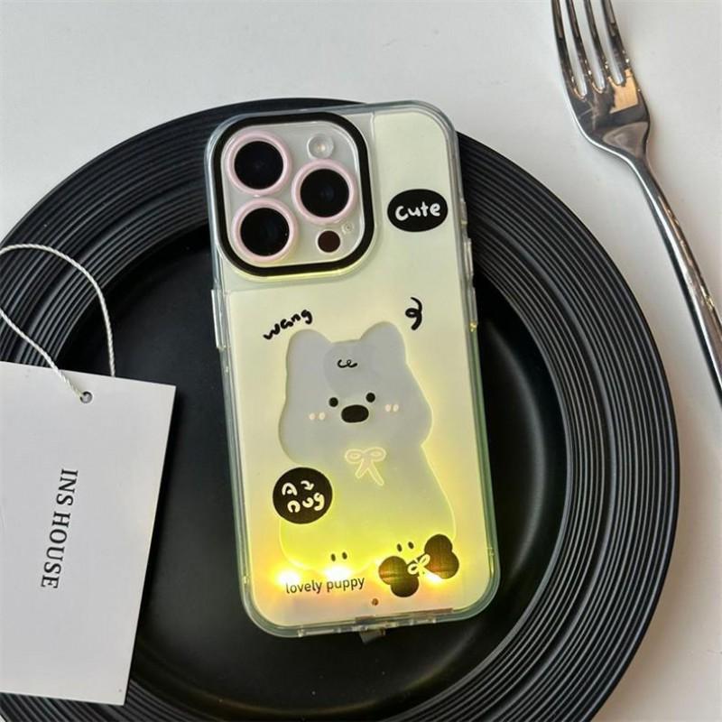Glowing Phone Case IPhone 17 Pro Max Cute Cat Cartoon Design 16 15 14