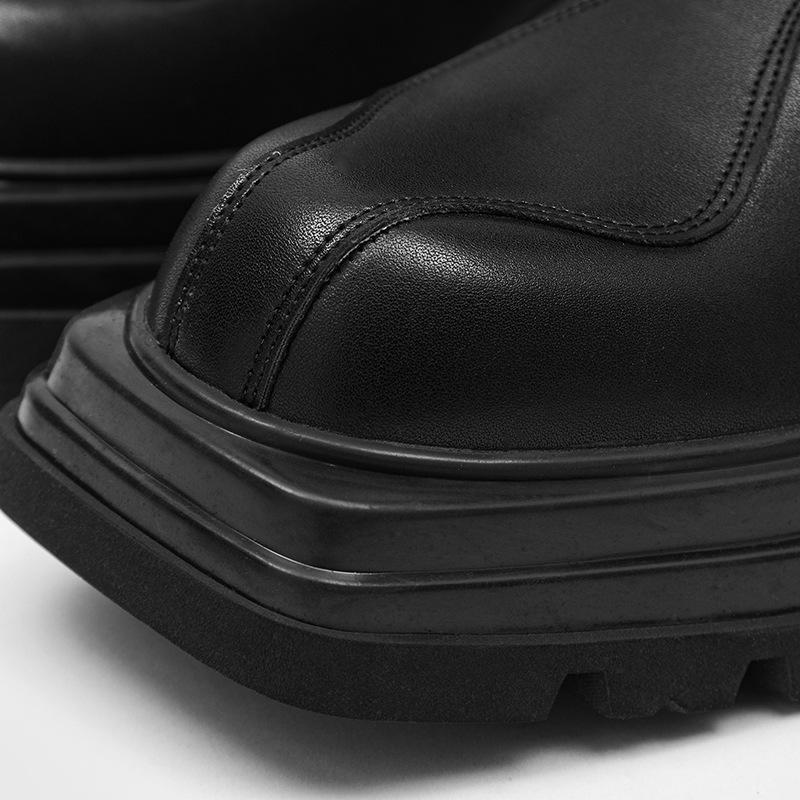 British style black high-top autumn new breathable mid-tube boots thick-soled square-head Martin boots