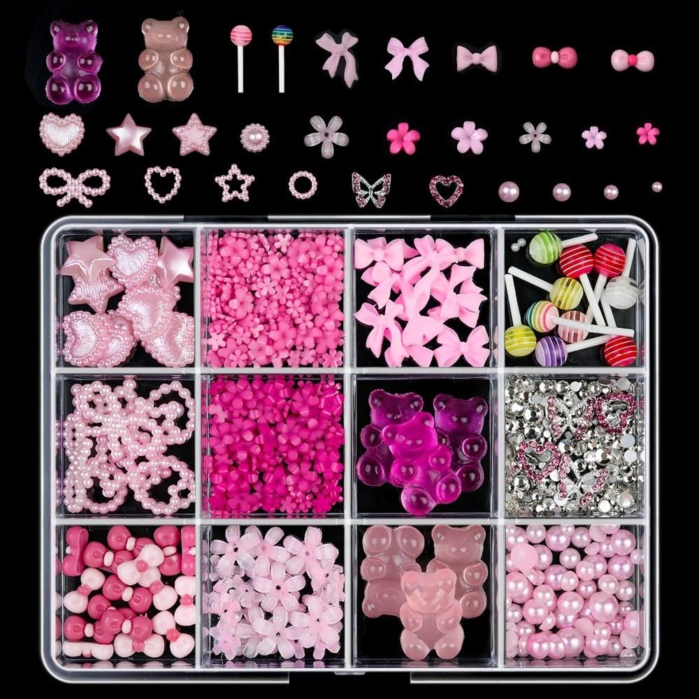 Multicolor Jelly Rhinestones Mixed Bowknot Nail Art Decorations for Phone Decoration