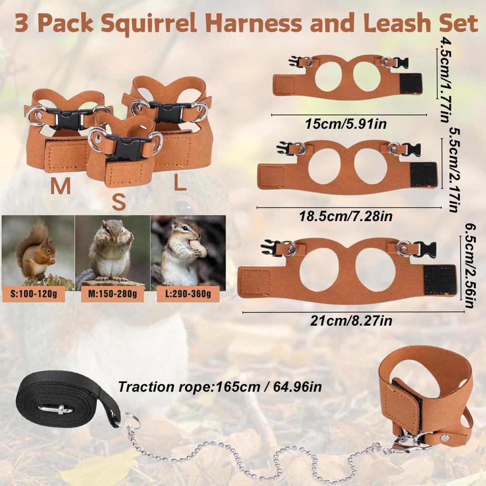 1 Set Pet Squirrel Harness with Leash Adjustable &  Harness Leash Set for Small Animals Outdoor Training Walking