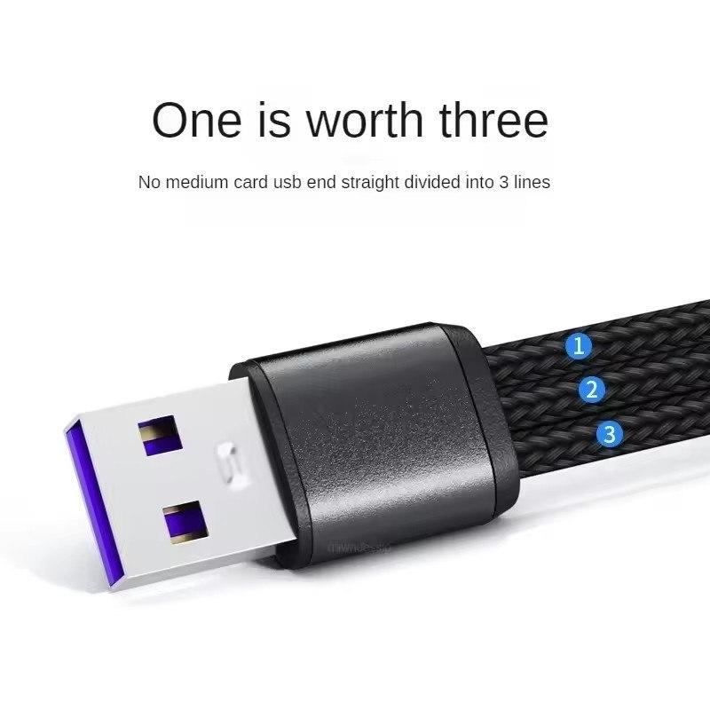 3 в 1 USB-кабель для зарядки 3 Type-C 3 Micro USB-разветвитель шнур быстрая зарядка 5A для мобильного телефона Power Bank зарядка вместе 1,2 м