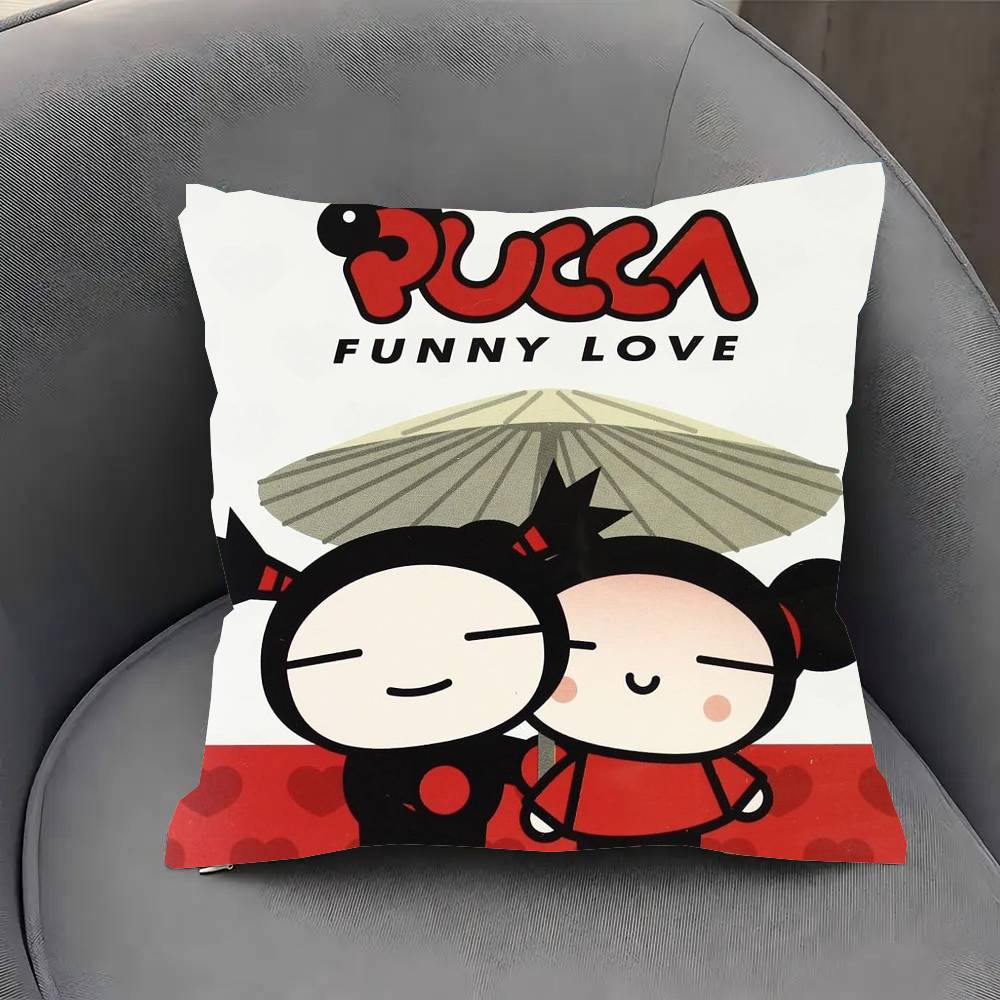 PPucca Cute Cartoon Pillow Case Fashion Square Pillowcase Bedroom Sofa Room Ins Decoration Leisure