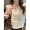 Neck thickened sweater women's autumn and winter basic warm integrated fleece slim bottoming shirt with knitted top inside