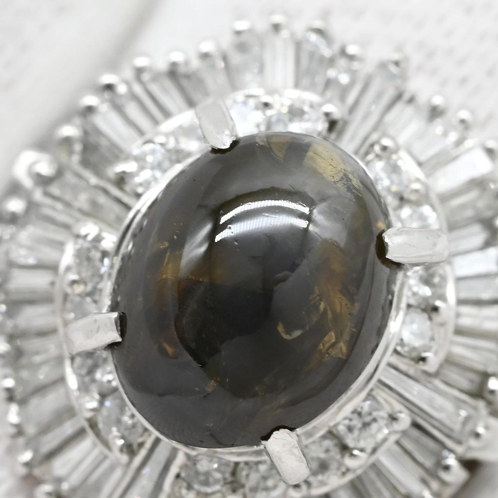 NON BRAND - Chrysoberyl Cat's Eye Diamond RingRing ring Pt900/Chrysobell Cat's Eye #10(JP Size) Array