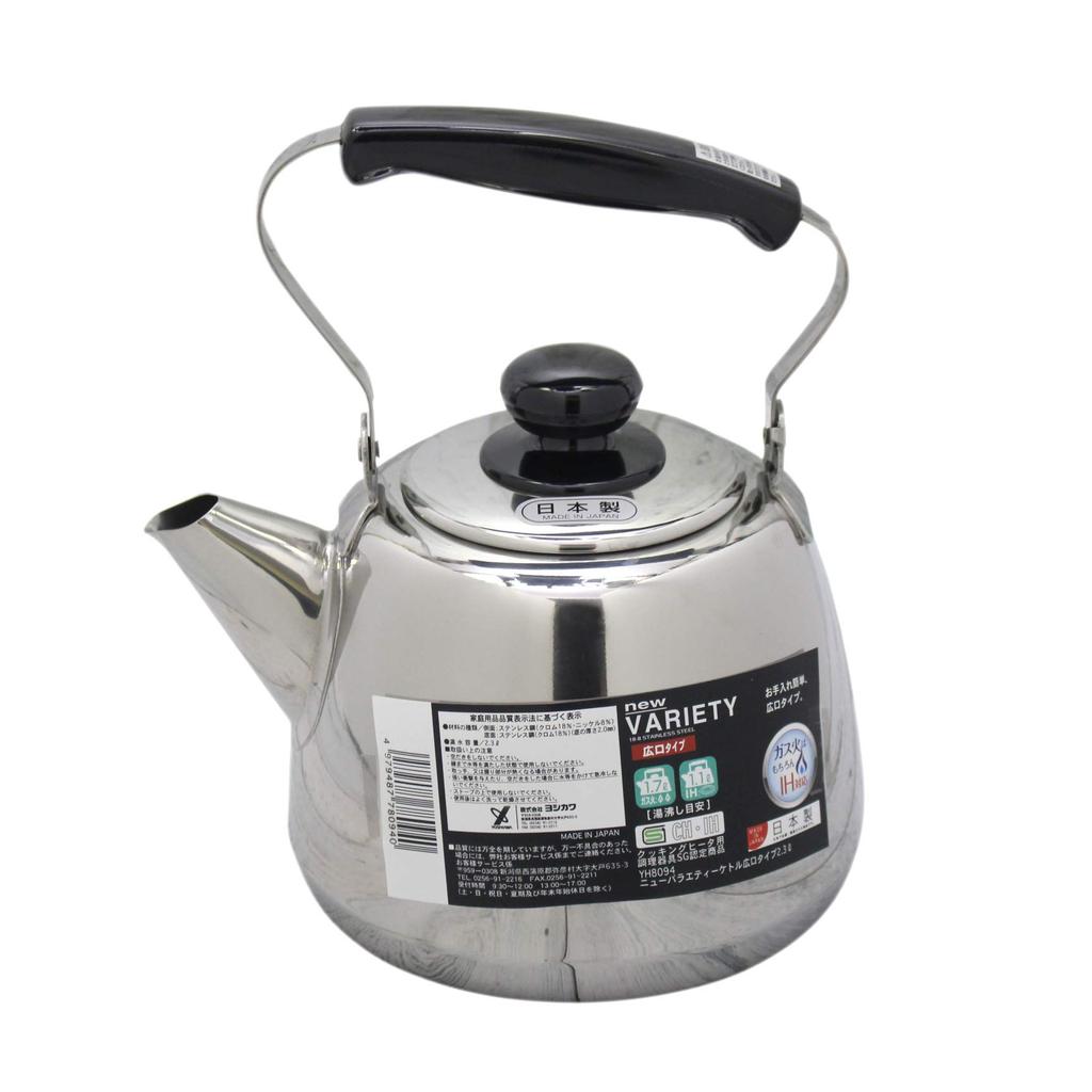 Yoshikawa New Variety Kettle 160 Wide Mouth Type Fire Compatible Kettle Stainless Steel Made In Japan Tsubame Sanjo YH8094 2.3L IH/Open