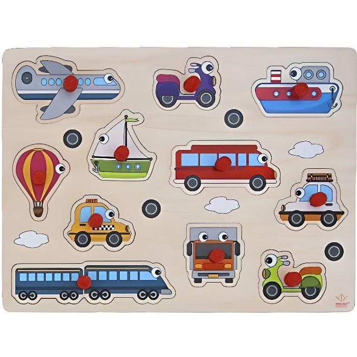 Wooden Puzzle for Children - Engelhart - Vehicles - Quality Buttons