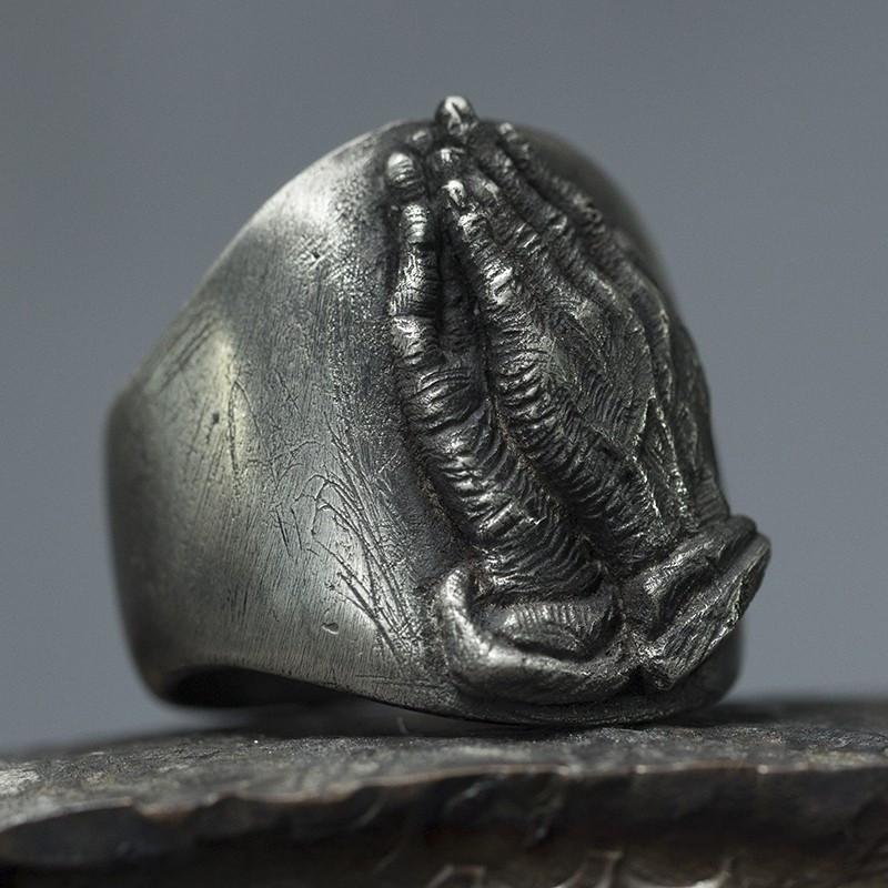 Стимпанк Винтаж Христианская Религия Мэри Молящаяся Мужская Открытые Кольца Из Нержавеющей Стали Готический Панк-Рок Байкерские Ювелирные Аксессуары