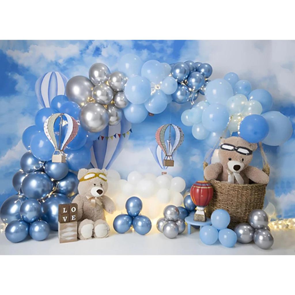 Teddy Bear Colorful Balloons 1st Birthday Backdrop Kids Gifts Baby Shower Oh Baby Background For Photography Photo Props Studio